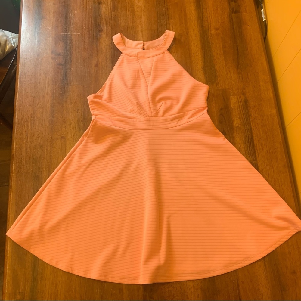 Altar'd State Dress Large Peach Halter A-Line Dress Keyhole back opening Zip